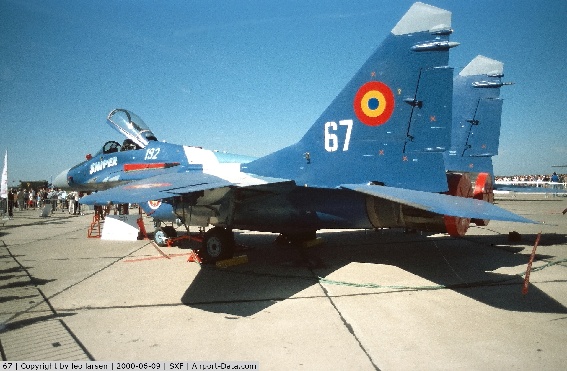 67, Mikoyan-Gurevich MiG-29A Sniper C/N 2960532367/4305, Berlin Air Show 9.6.2000.Now in  Museum Bucharest.