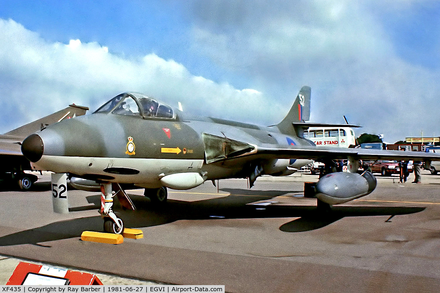 XF435, 1956 Hawker Hunter FGA.9 C/N S4/U/3311, XF435   Hawker Hunter F(GA).Mk.9 [S4/U/3311] (Royal Air Force) RAF Greenham Common~G 27/06/1981