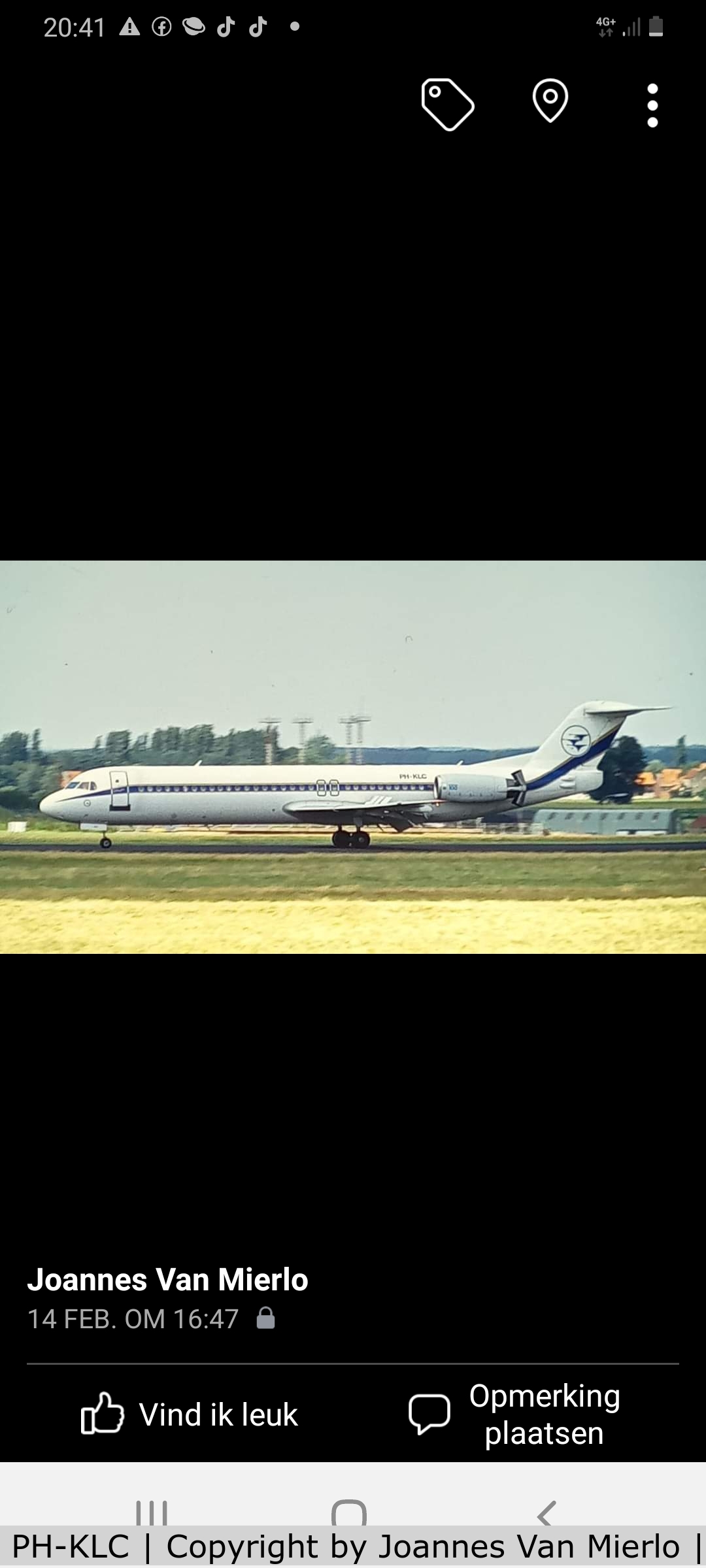 PH-KLC, 1989 Fokker 100 (F-28-0100) C/N 11268, scan from slide BRU 25L