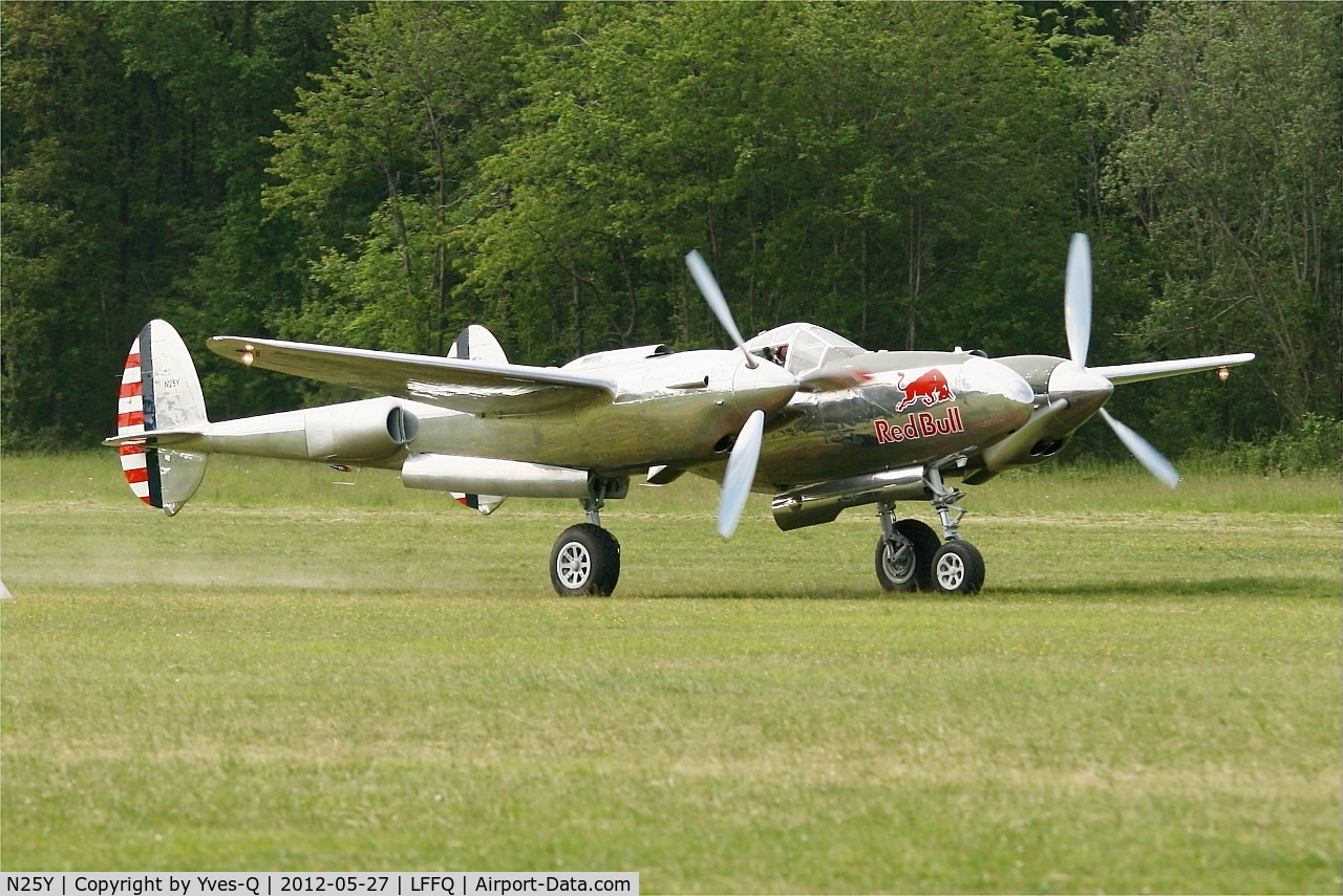 N25Y, 1944 Lockheed P-38L-5LO Lightning C/N AF44-53254, Lockheed P-38L Lightning, Taxiing, La Ferté-Alais Airfield (LFFQ) Air Show 2012