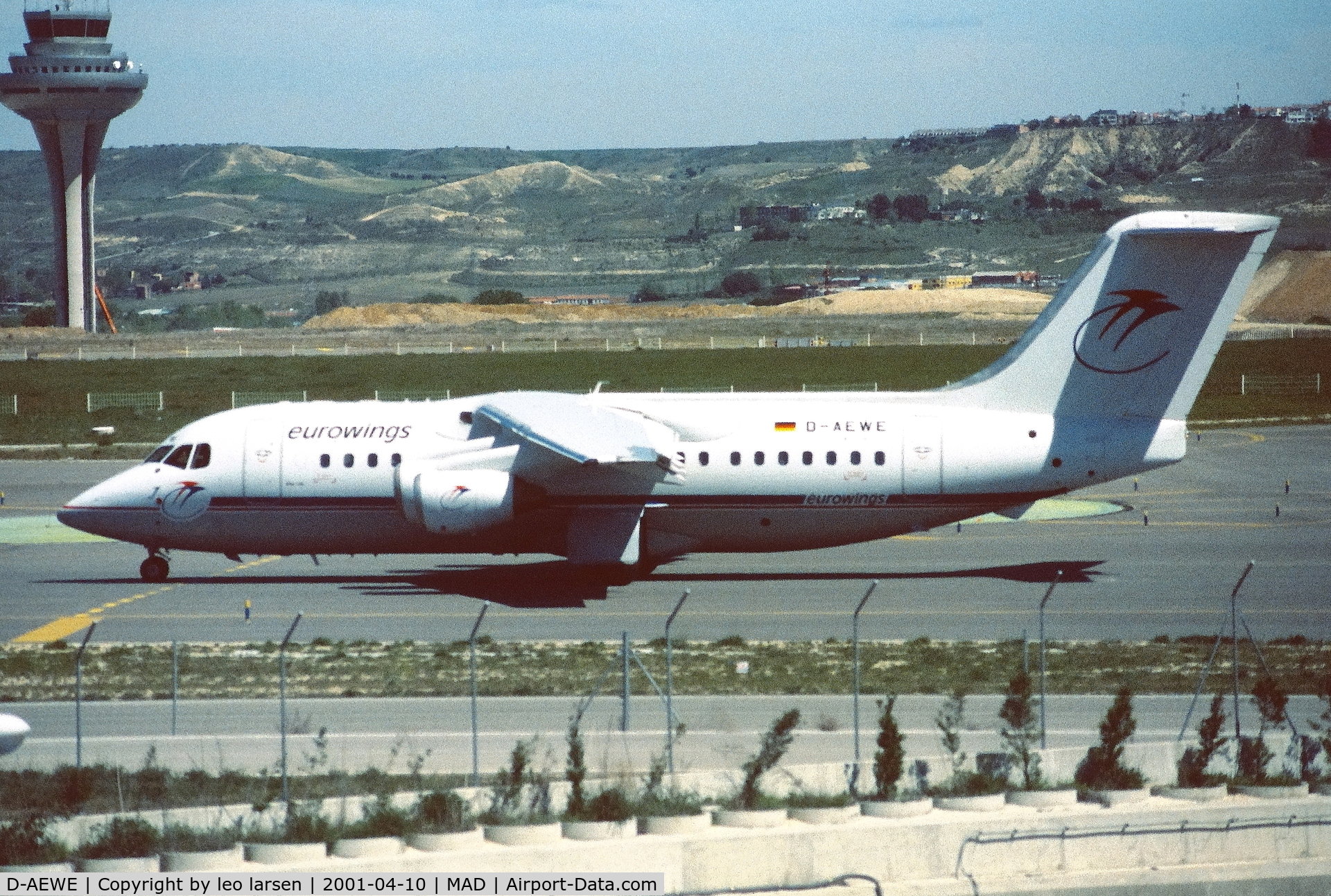 D-AEWE, 1987 British Aerospace BAe.146-200 C/N E2077, Madrid 10.4.2001
