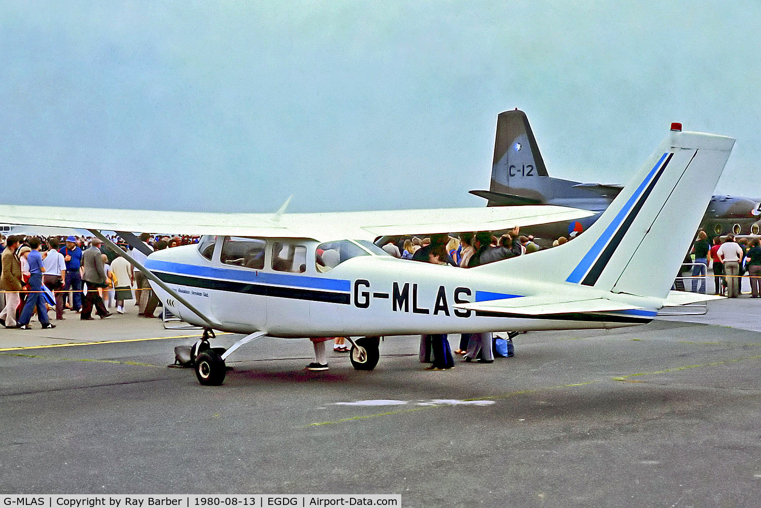 G-MLAS, 1962 Cessna 182E Skylane C/N 18253826, G-MLAS   Cessna 182E Skylane [182-53826] RAF St Mawgan-Newquay~G 13/08/1980