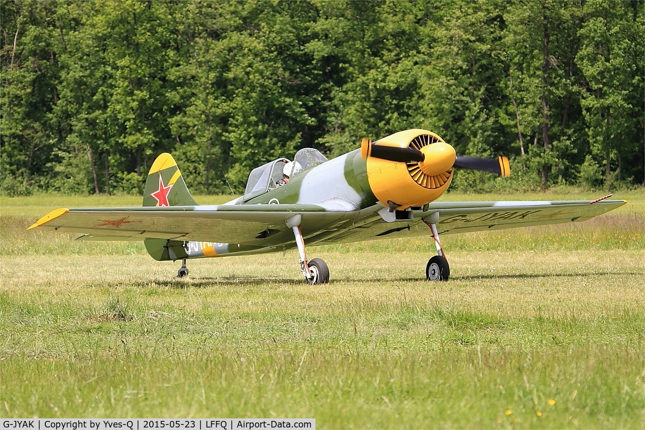G-JYAK, 1985 Yakovlev Yak-50 C/N 853001, Yakovlev Yak-50, Taxiing to parking area, La Ferté-Alais airfield (LFFQ) Airshow 2015
