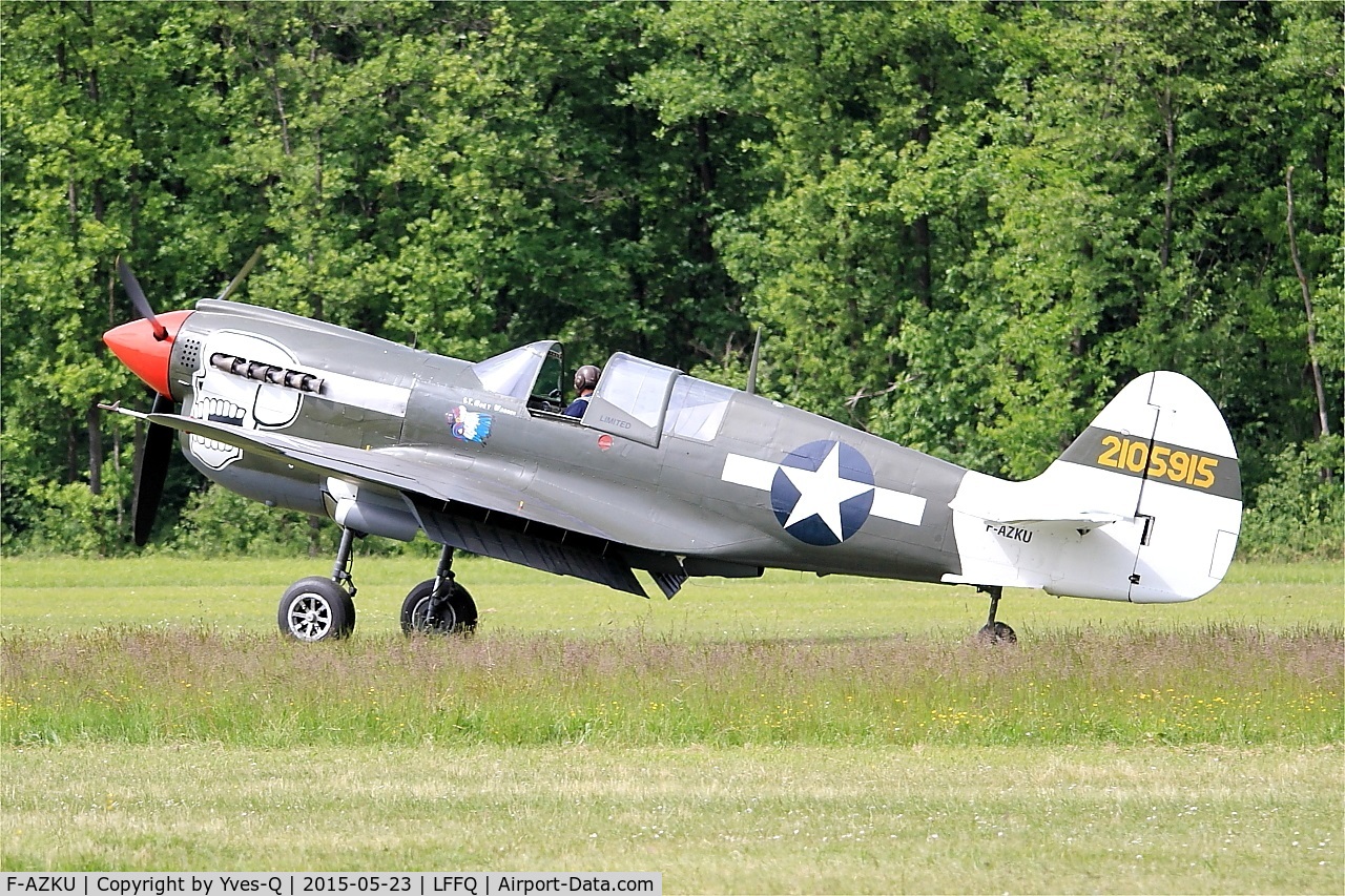 F-AZKU, 1942 Curtiss P-40N Warhawk C/N 29677, Curtiss P-40N Warhawk, Taxiing, La Ferté-Alais (LFFQ) Air show 2015