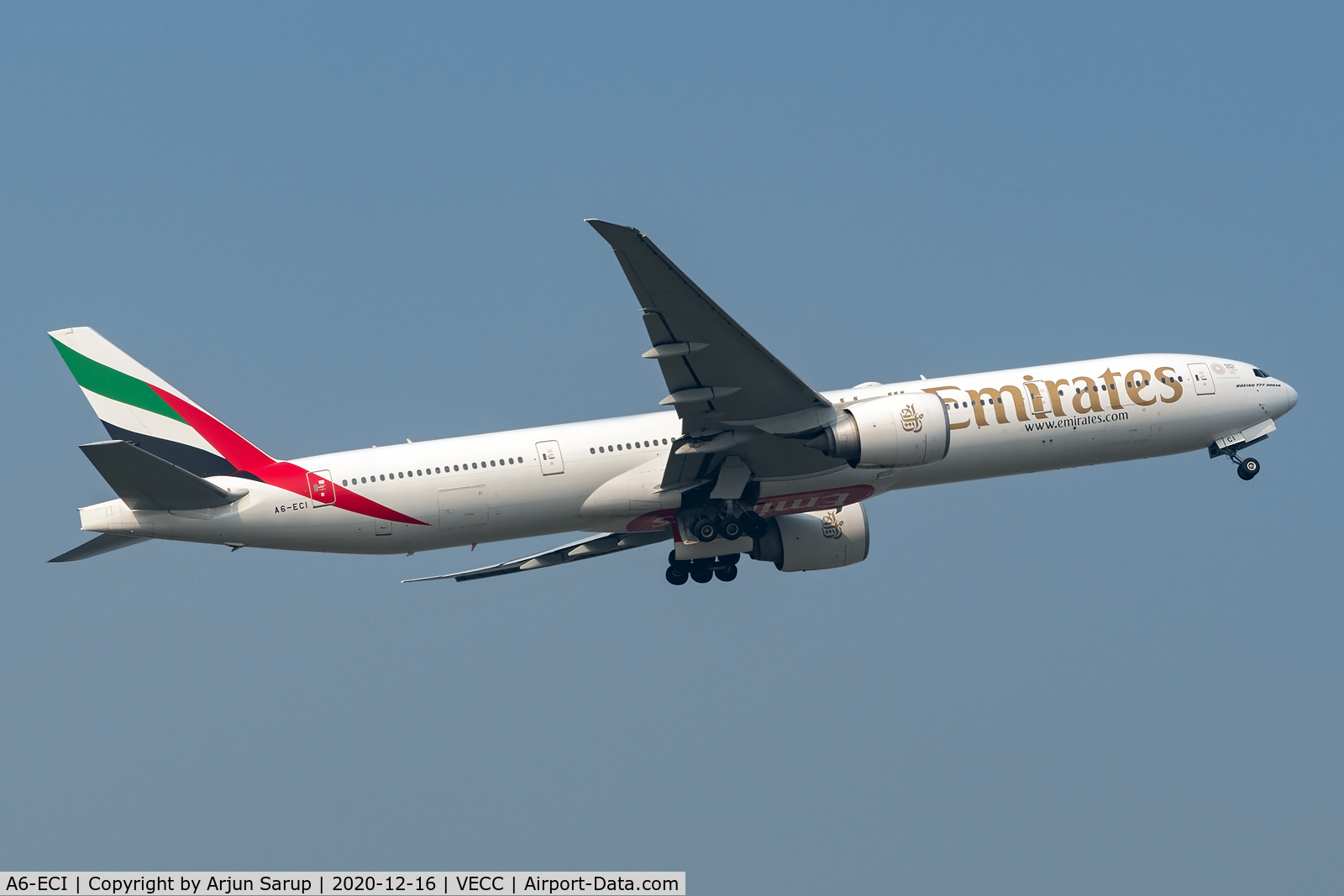 A6-ECI, 2008 Boeing 777-31H/ER C/N 35580, Morning departure from Rwy 01R at NSCBIA for EK571 bound for Dubai.