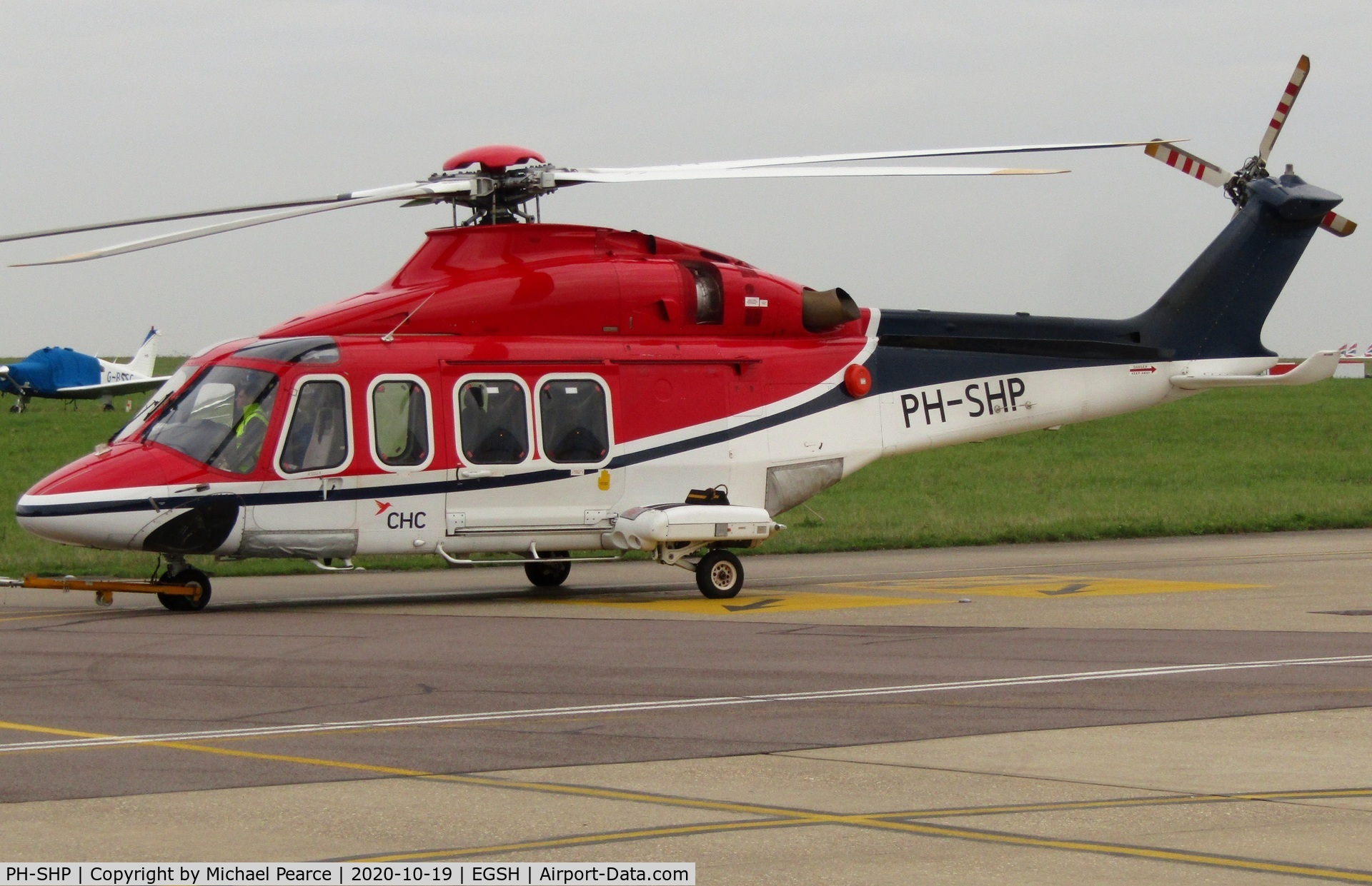 PH-SHP, 2007 AgustaWestland AW-139 C/N 31099, Under tow from SaxonAir to CHC Helicopters.