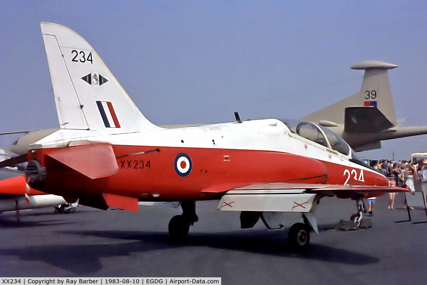 XX234, 1978 Hawker Siddeley Hawk T.1 C/N 070/312070, XX234   Hawker Siddeley Hawk T.1 [312070] (Royal Air Force) RAF St Mawgan  / Newquay~G @ 10/08/1983