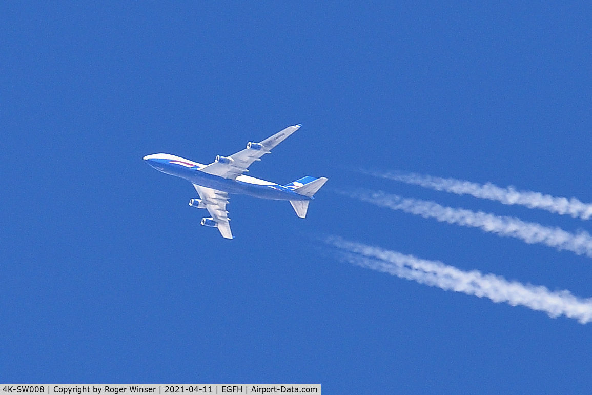 4K-SW008, 1999 Boeing 747-4R7F/SCD C/N 29732, OTT. Silk Way West Airlines aircraft westbound to Columbus, Ohio at 30000 feet