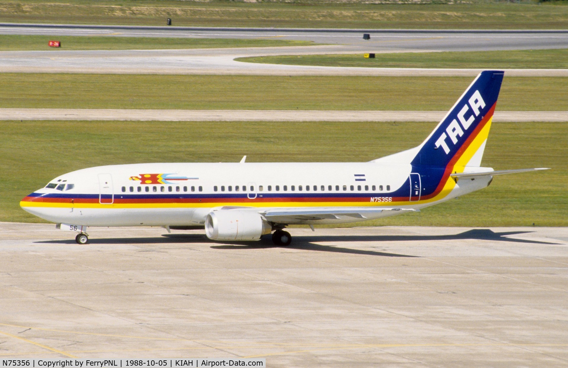 N75356, 1988 Boeing 737-3T0 C/N 23838, This Taca B733 made an emergency landing in New Orleans  when both engines flamed-out in a storm in 1988 just 2 weeks after delivery.