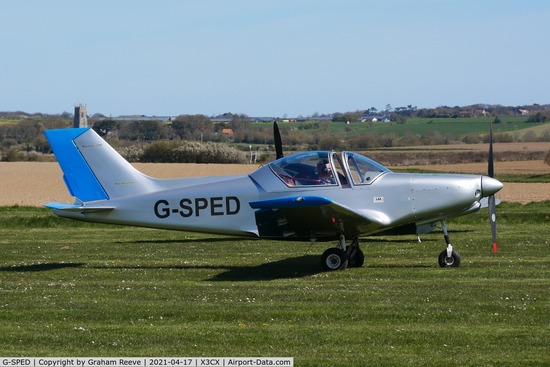 G-SPED, 2008 Alpi Aviation Pioneer 300 C/N LAA 330-14797, Just landed at Northrepps.