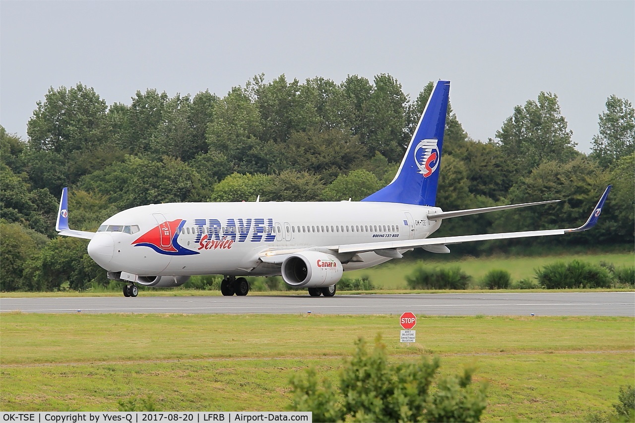 OK-TSE, 2014 Boeing 737-81D C/N 39437, Boeing 737-81D, Ready to take off rwy 25L, Brest-Bretagne airport (LFRB-BES)