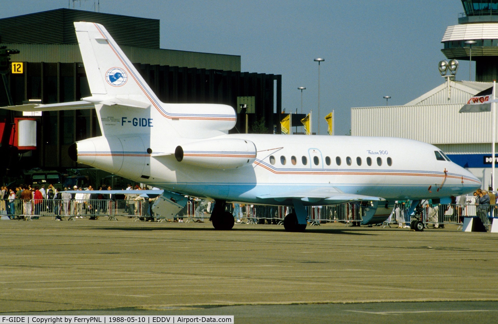 F-GIDE, 1984 Dassault Falcon 900 C/N 001, Falcon 900 on display at ILA 88