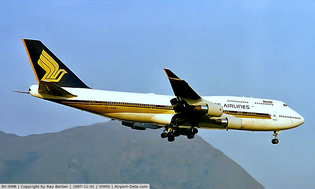9V-SMB, 1988 Boeing 747-412 C/N 24062, 9V-SMB   Boeing 747-412 [24062] (Singapore Airlines) Kai-Tak Hong Kong Int'l~B 01/11/1997