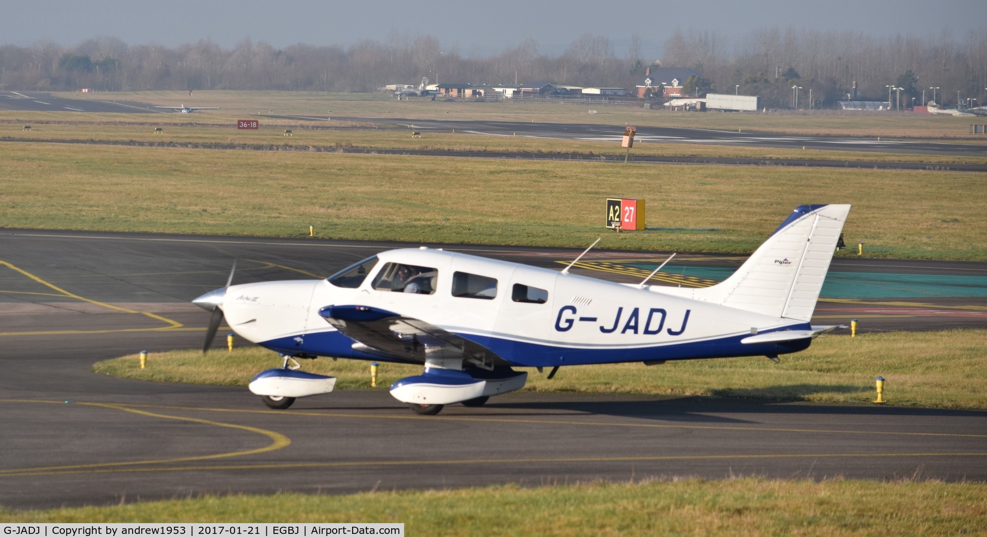G-JADJ, 1995 Piper PA-28-181 Cherokee Archer III C/N 2843009, G-JADJ at Gloucestershire Airport.