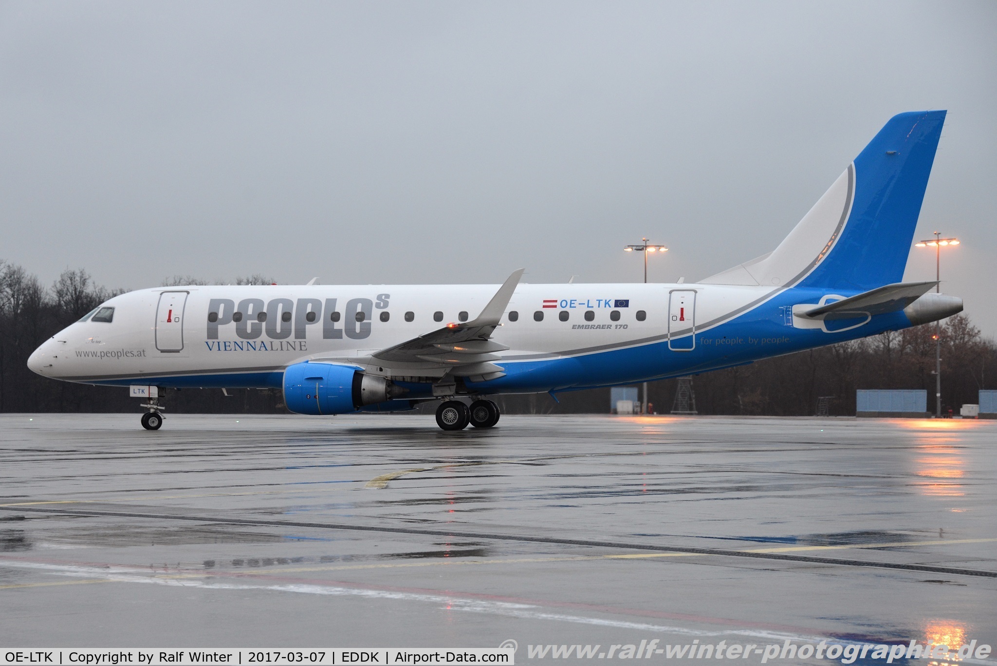OE-LTK, 2005 Embraer 170LR (ERJ-170-100LR) C/N 17000093, Embraer ERJ-170LR 170-100LR - PEV Peoples´s Viennaline - 17000093 - OE-LTK - 07.03.2017 - CGN