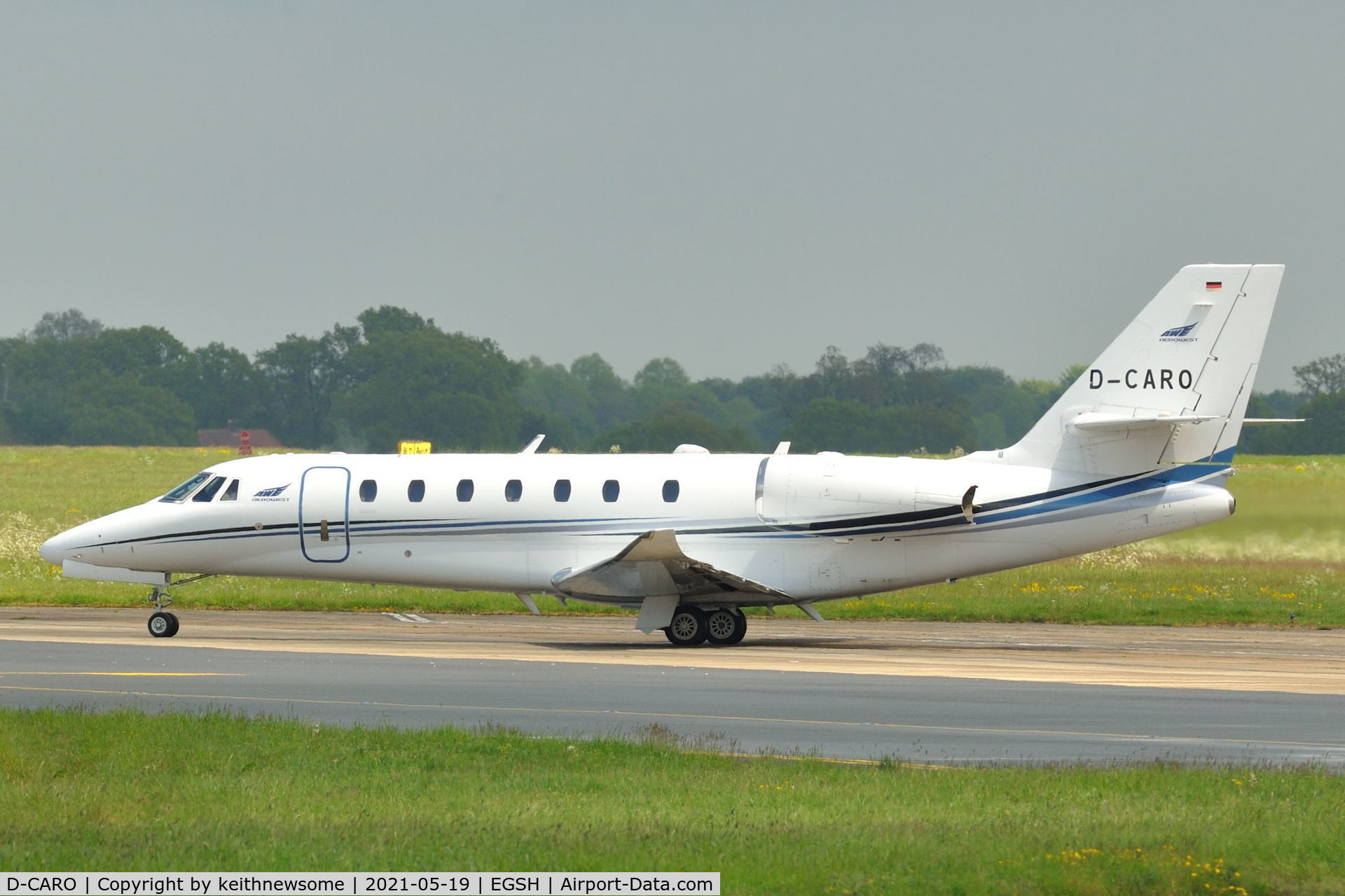 D-CARO, 2013 Cessna 680 Citation Sovereign C/N 680-0514, Leaving Norwich for Hannover.