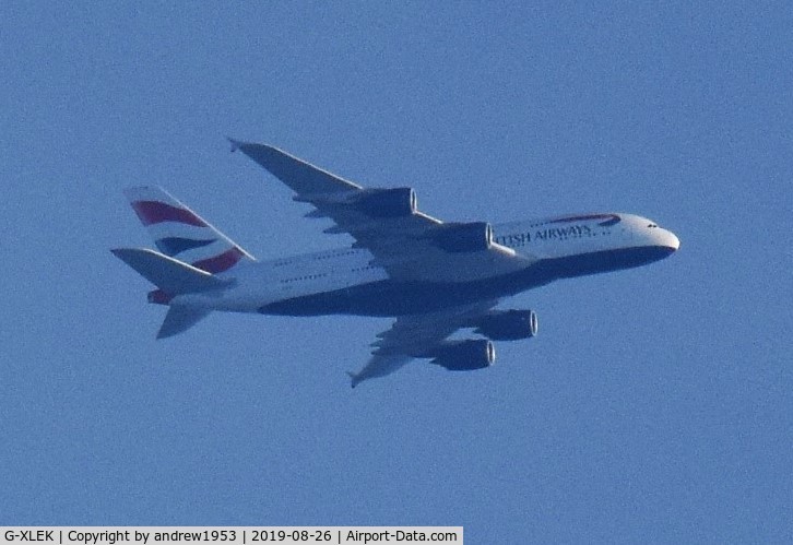 G-XLEK, 2015 Airbus A380-841 C/N 194, G-XLEK over Gloucester.