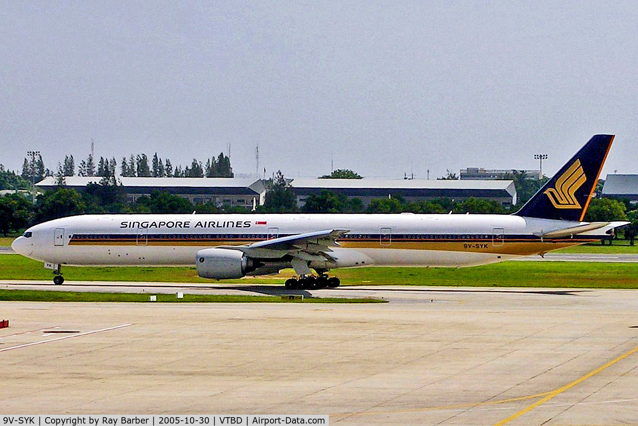 9V-SYK, 2005 Boeing 777-312 C/N 33375, 9V-SYK   Boeing 777-312 [33375] (Singapore Airlines) Bangkok Int'l~HS 30/10/2005