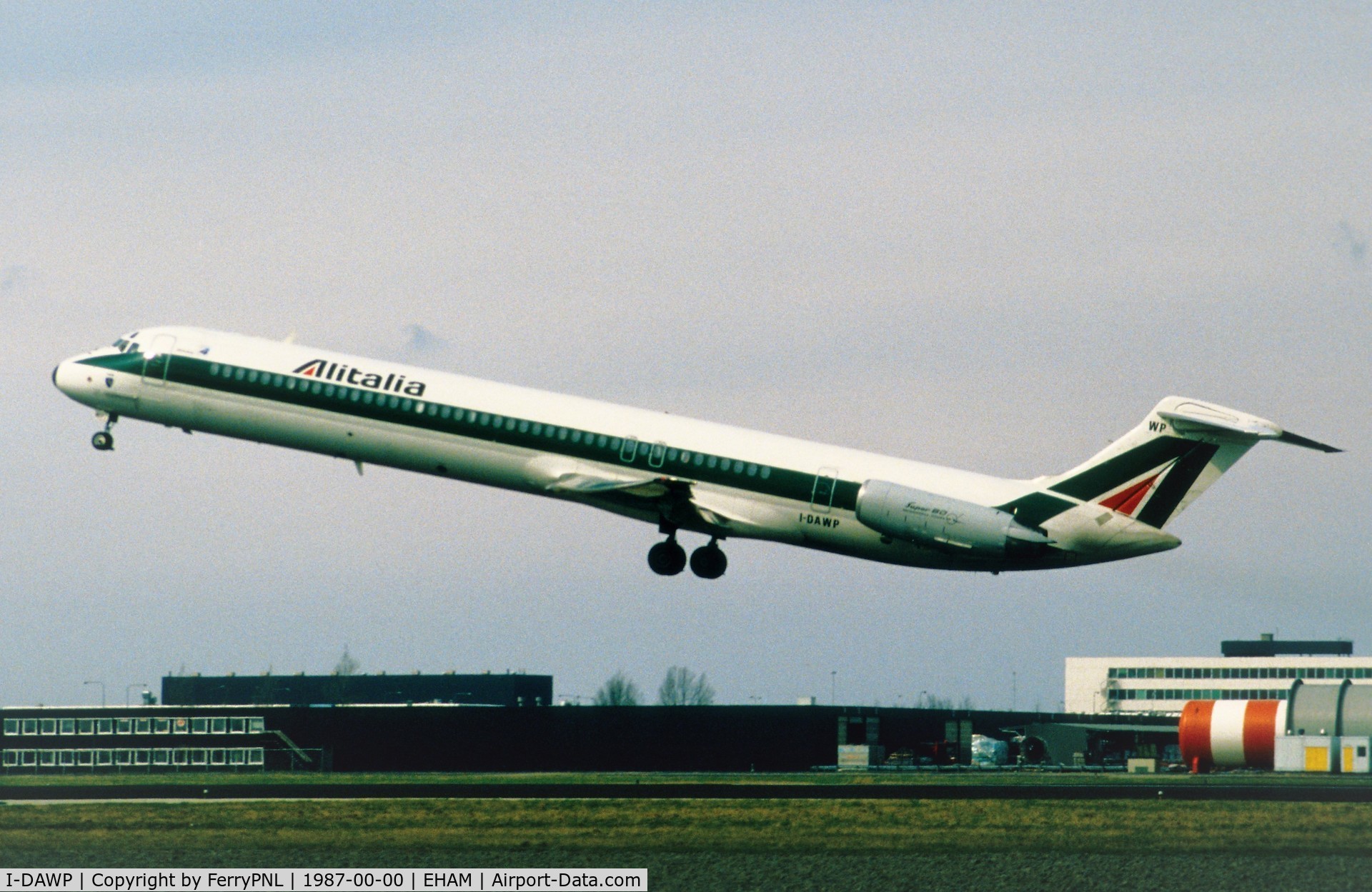 I-DAWP, 1985 McDonnell Douglas MD-82 (DC-9-82) C/N 49206/1188, Departure of Alitalia MD82
