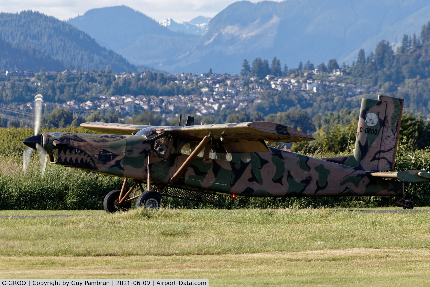 C-GROO, 1967 Pilatus PC-6/B1-H2 Turbo Porter C/N 662, Just landed at Skydive Vancouver airfield in Abbotsford, B.C.
