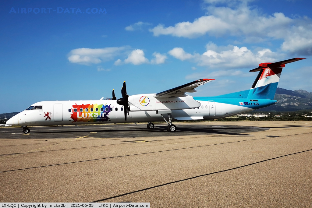 LX-LQC, 2015 De Havilland Canada DHC-8-400Q Dash 8 C/N 4513, Parked with new colour patch