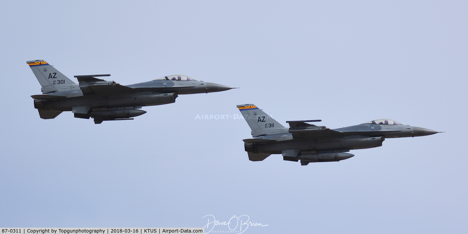 87-0311, General Dynamics F-16C Fighting Falcon C/N 5C-572, TAFFY21 & 22 depart Tucson