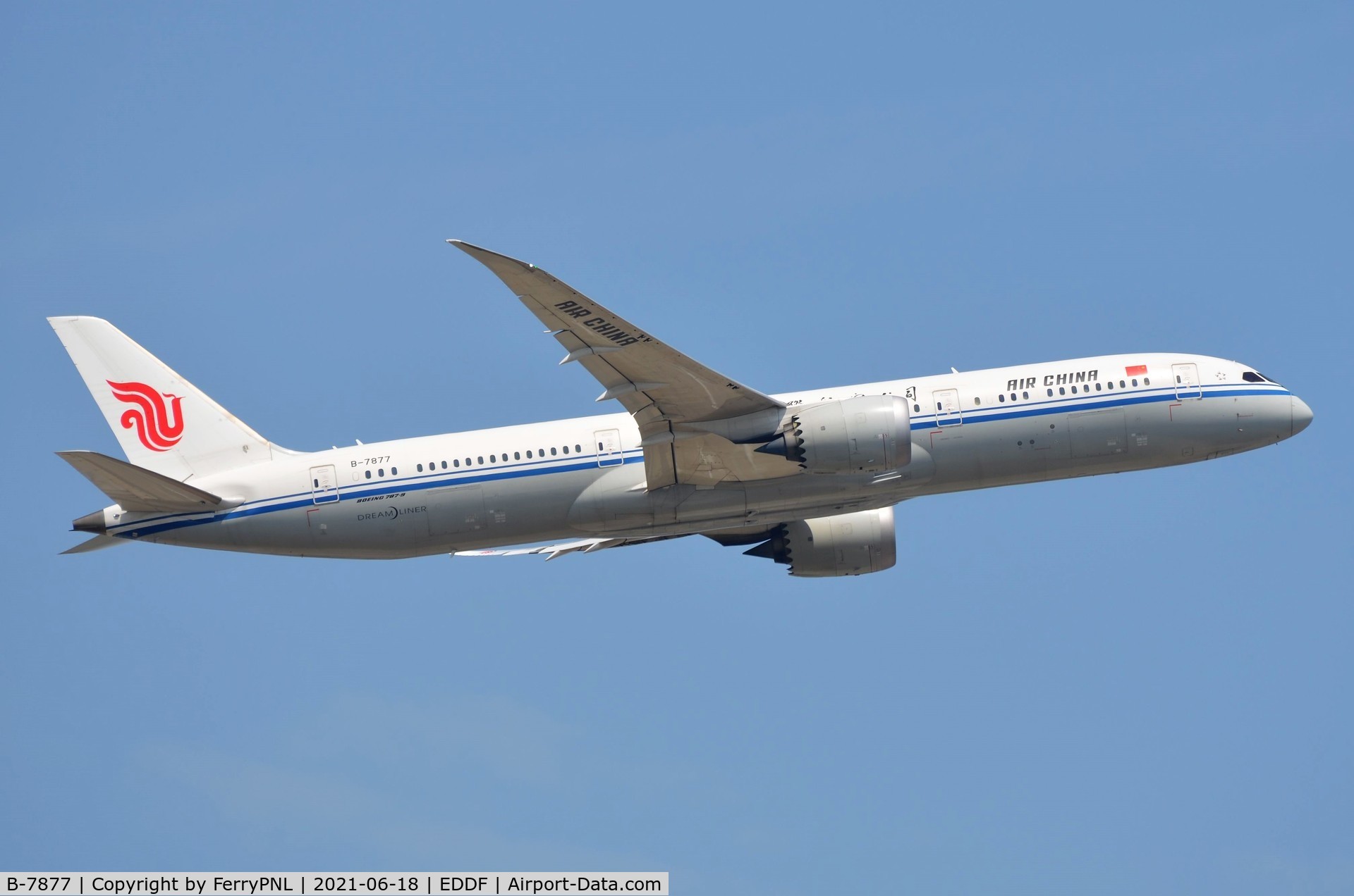 B-7877, 2016 Boeing 787-9 Dreamliner C/N 34305, Departure of Air China B789