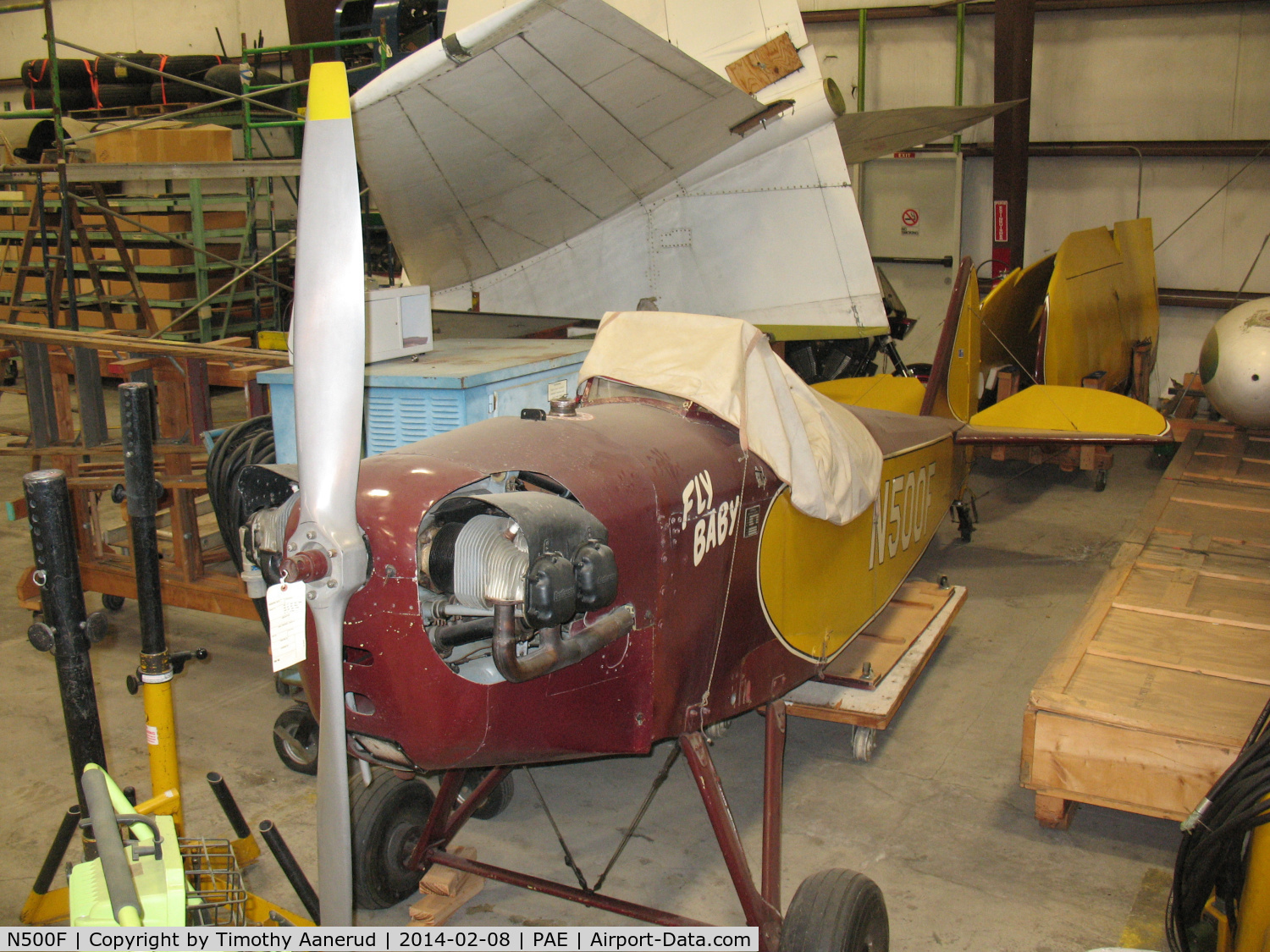N500F, 1960 Bowers Fly Baby 1A C/N 1-1, 1960 Bowers Fly Baby 1A, c/n: 1-1.  EAA Design Contest Winner.  In a Seattle  Museum of Flight Restoration Hangar.