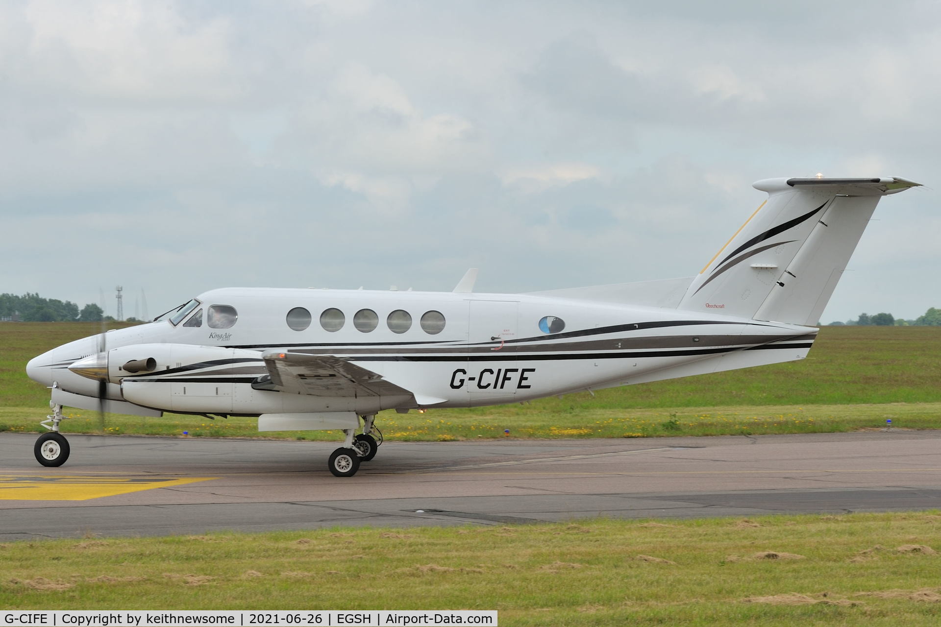 G-CIFE, 2003 Raytheon B200 King Air C/N BB-1829, Arriving at Norwich from Exeter.