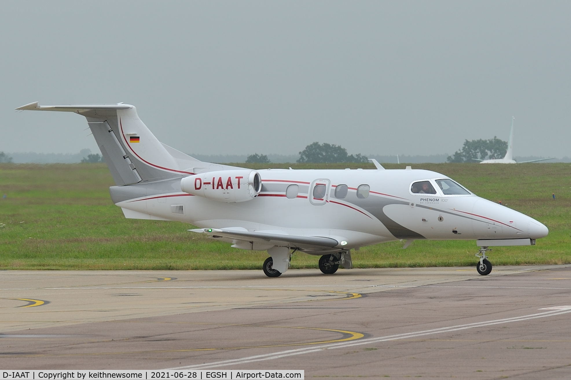 D-IAAT, 2010 Embraer EMB-500 Phenom 100 C/N 50000162, Leaving Norwich.