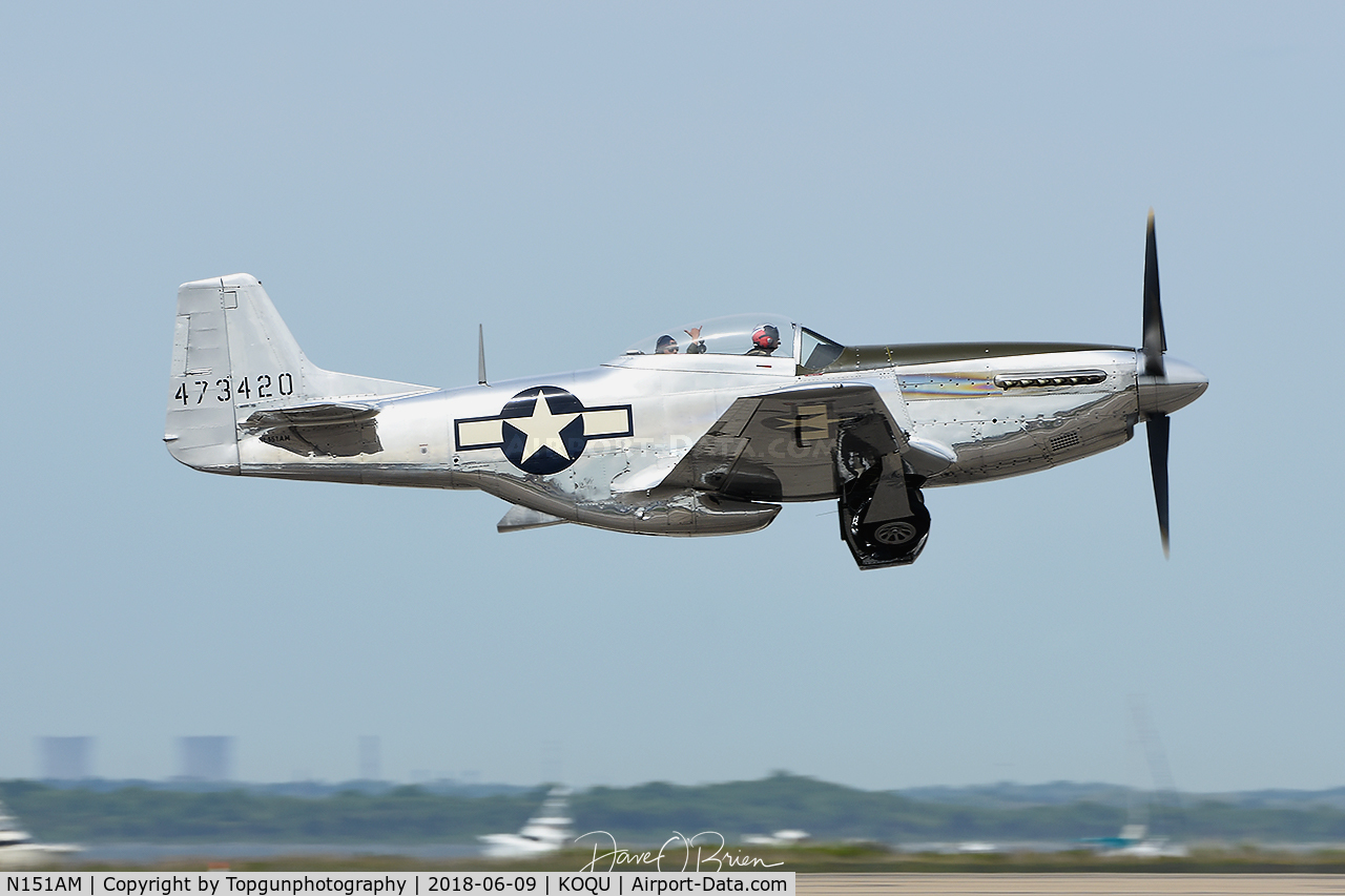 N151AM, 1944 North American P-51D Mustang C/N 122-39879, Off to Coast Guard Beach for a Heritage flight with the F-16 & F-35 Demo's.