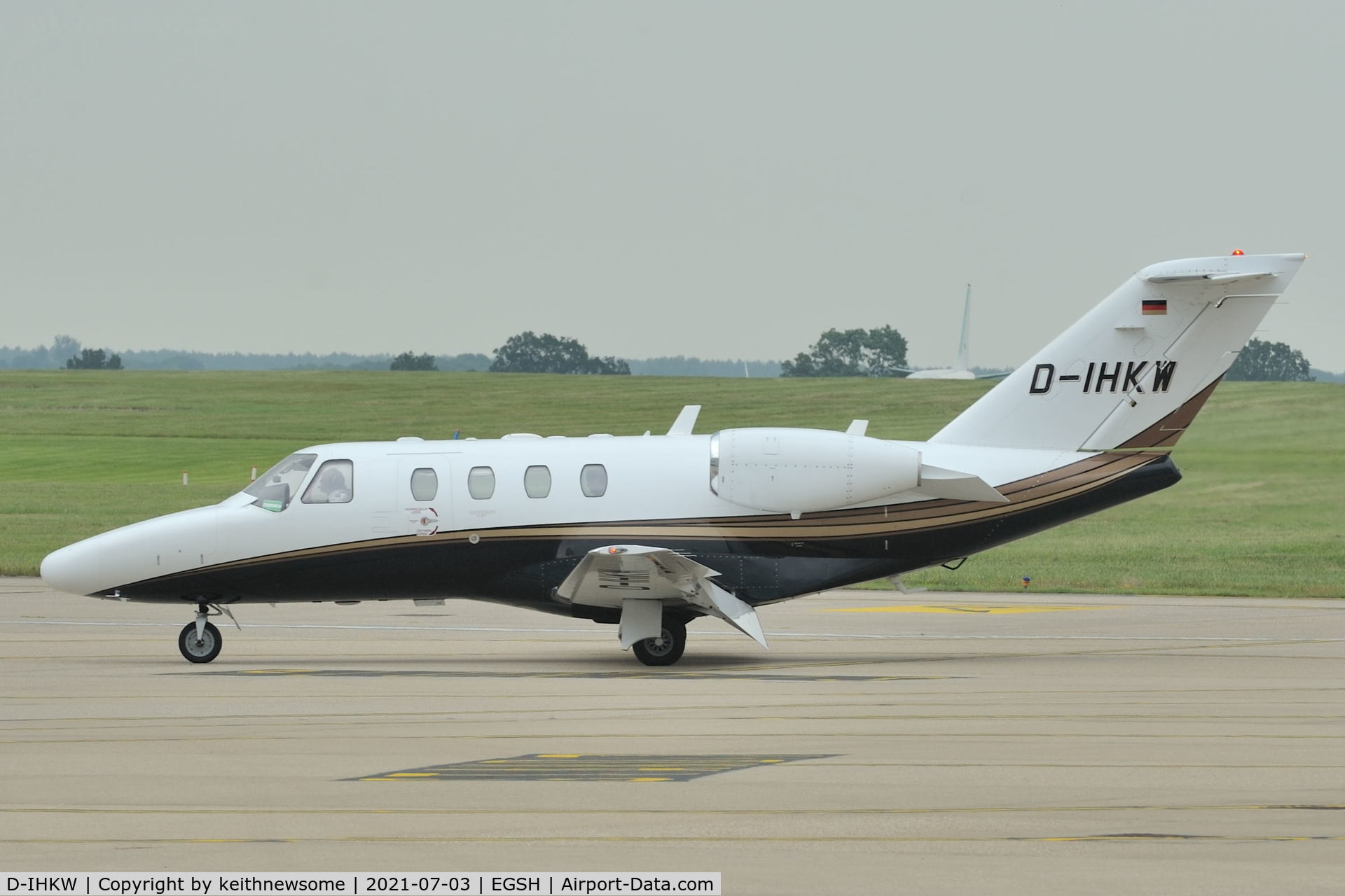 D-IHKW, 2008 Cessna 525 CitationJet CJ1+ C/N 525-0677, Arriving at Norwich from Germany.
