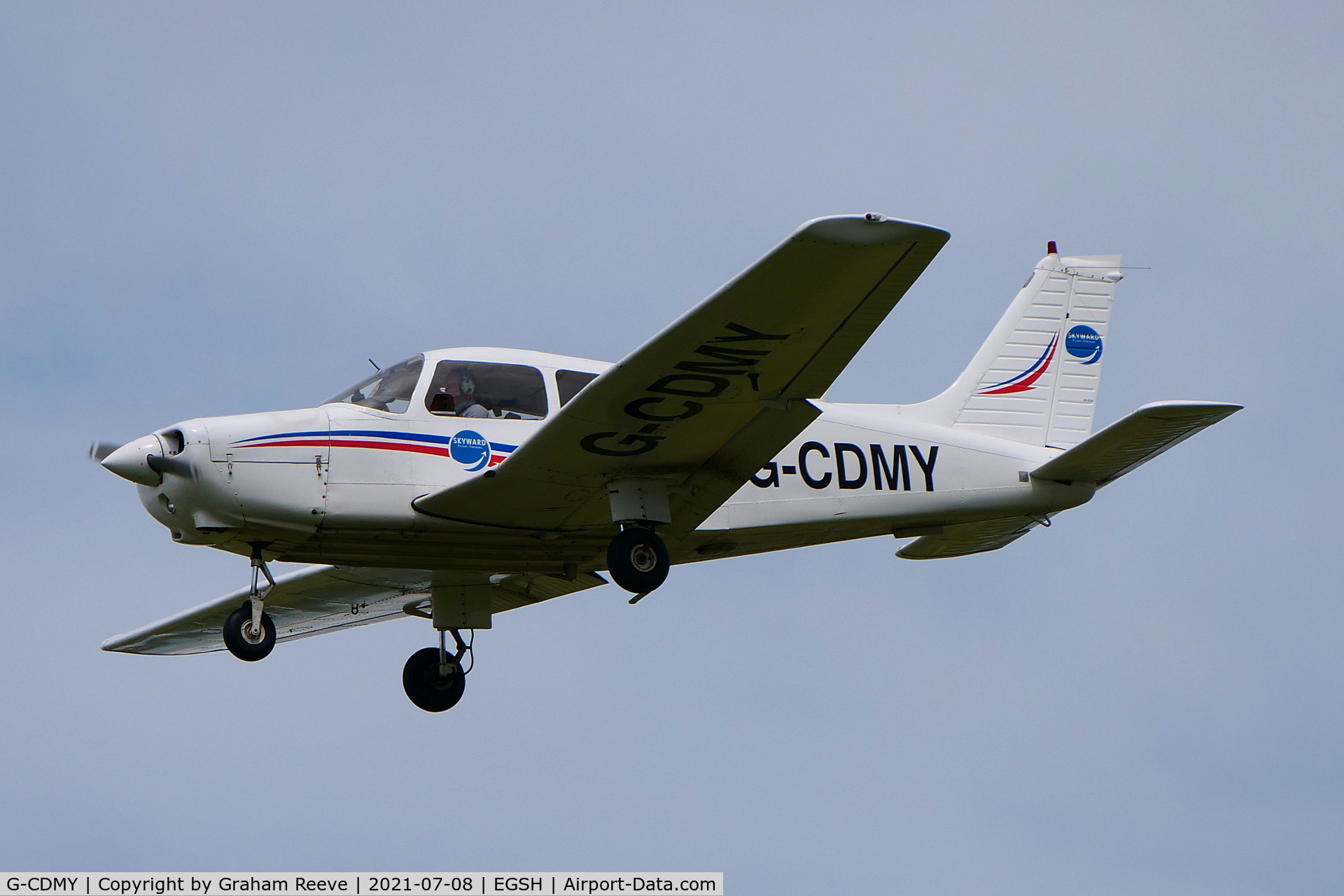 G-CDMY, 1979 Piper PA-28-161 Cherokee Warrior II C/N 28-7916007, Landing at Norwich.