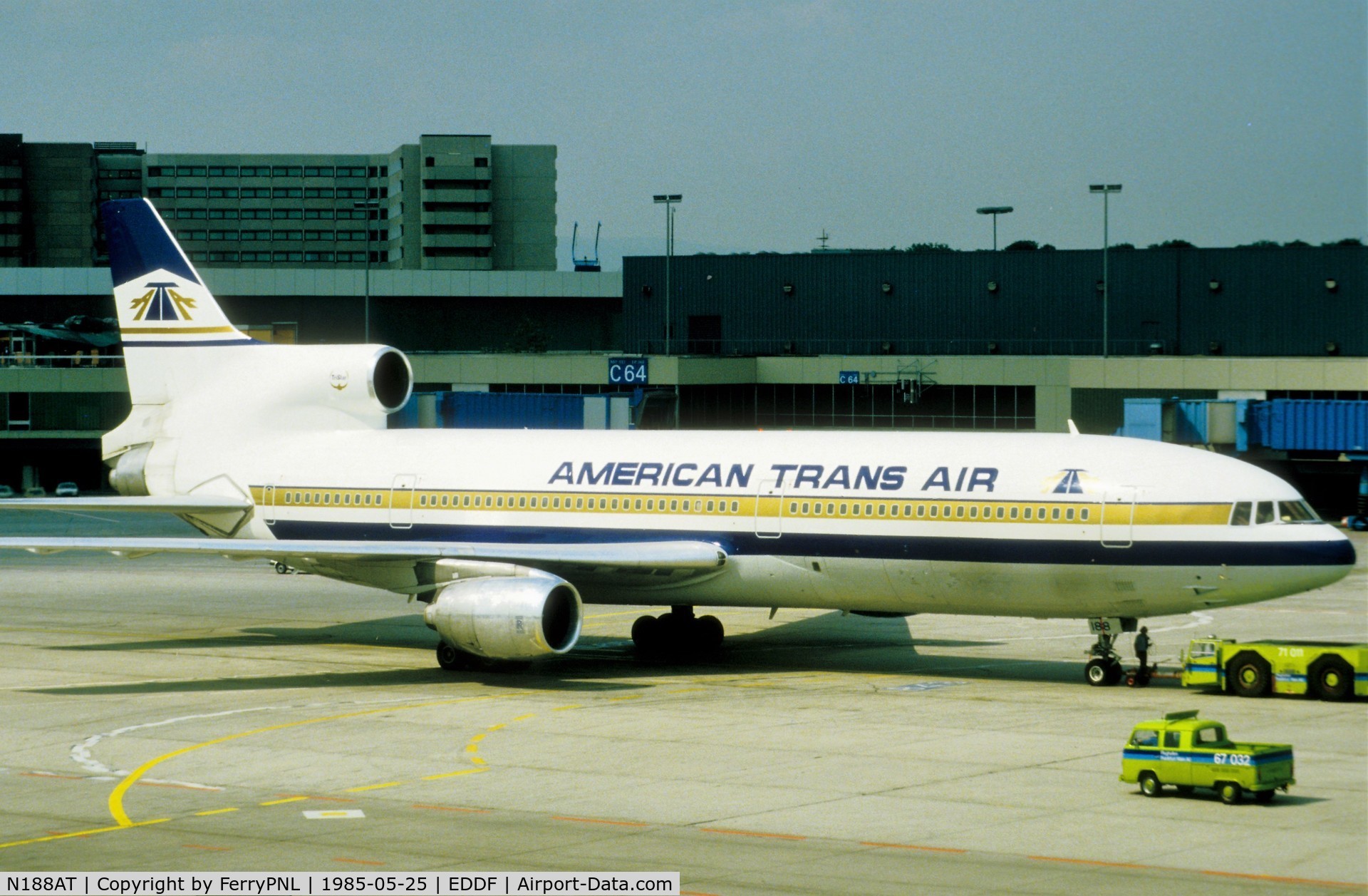 N188AT, 1974 Lockheed L-1011-385-1 TriStar 50 C/N 193C-1078, American Trans Air L1011 pushed-back