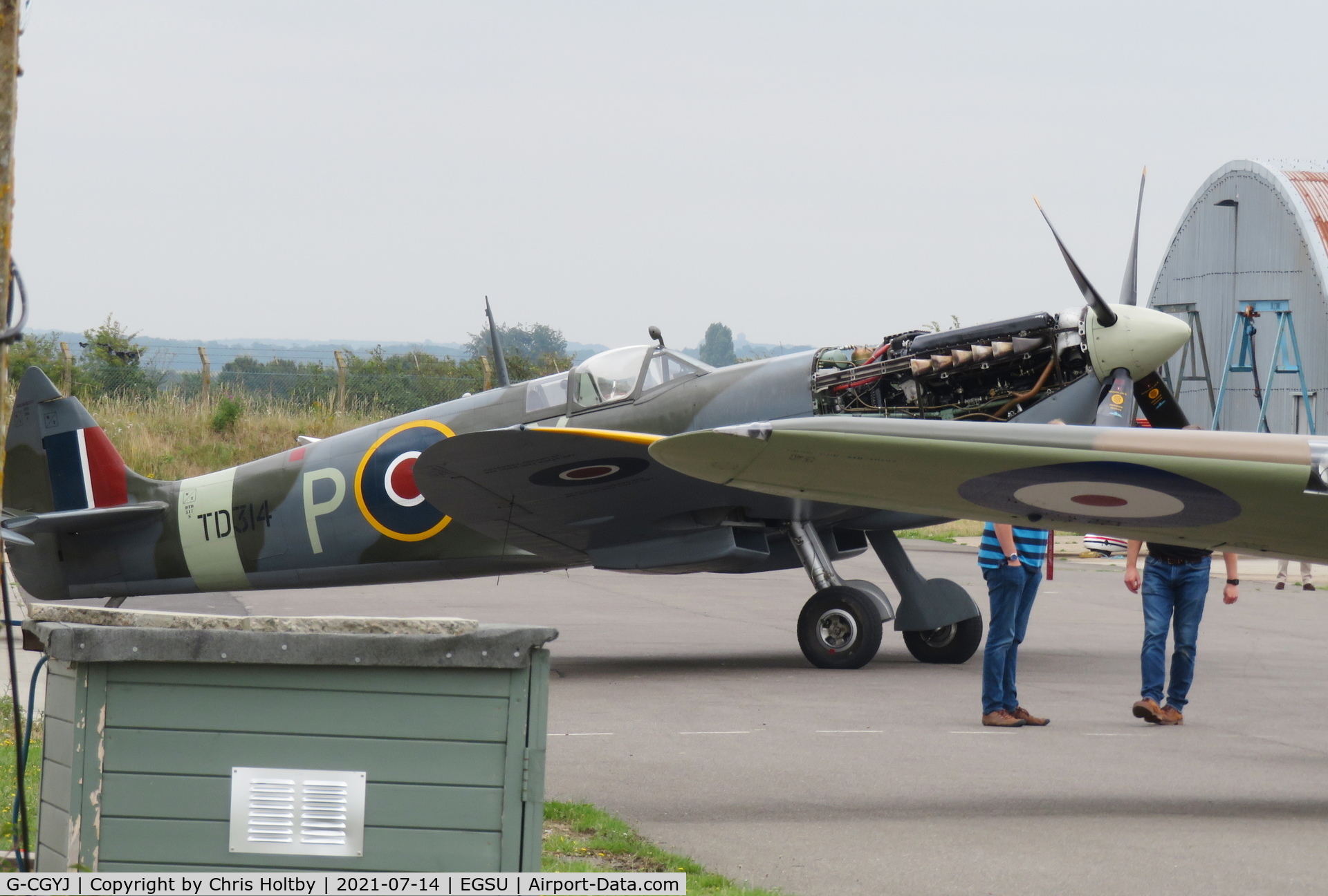 G-CGYJ, 1944 Supermarine Spitfire HFIX  (Mark IXe) C/N CBAF 10492, Briefly rolled out at Duxford whilst undergoing maintenance work