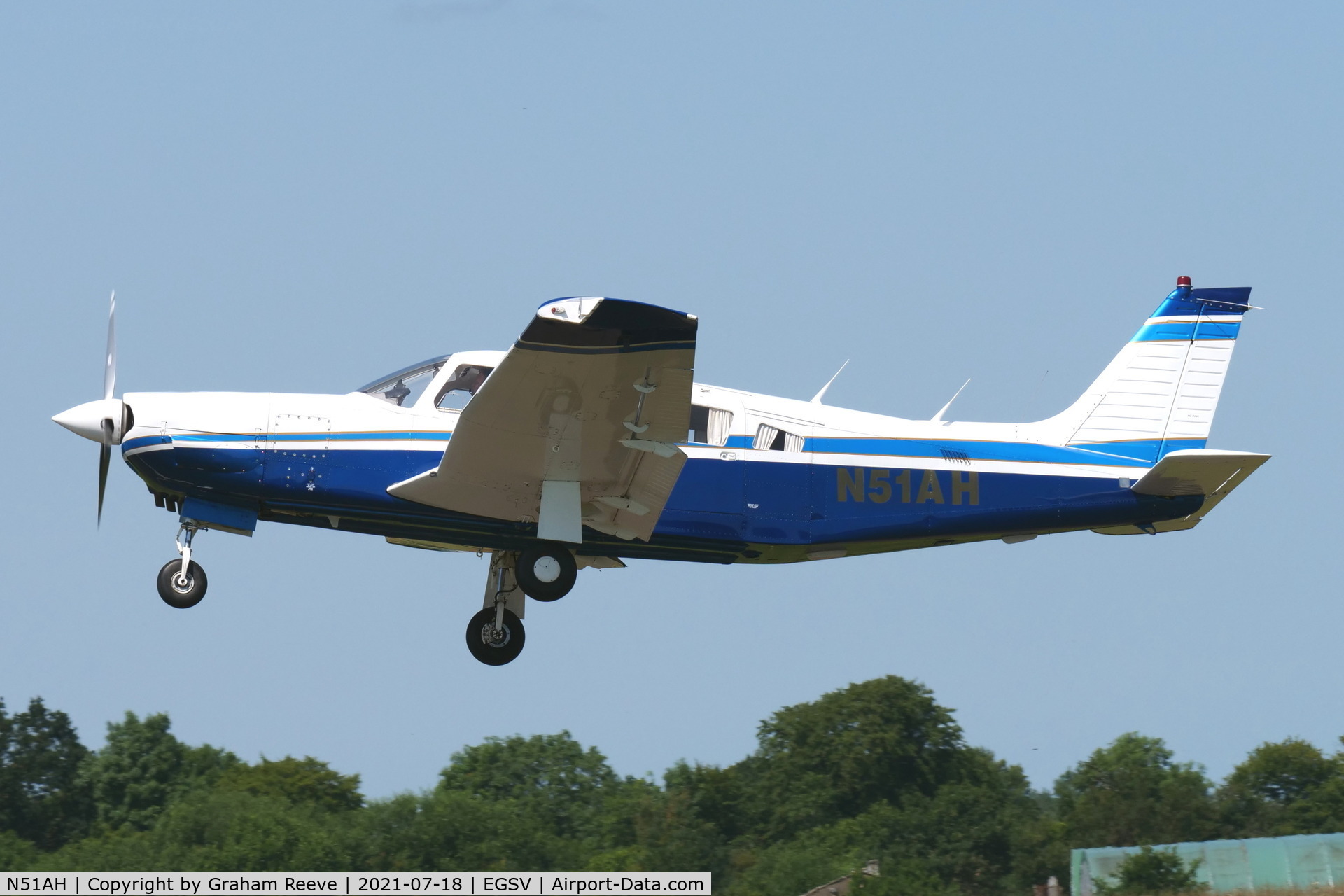 N51AH, 1984 Piper PA-32R-301 C/N 32R-8413017, Departing from Old Buckenham.