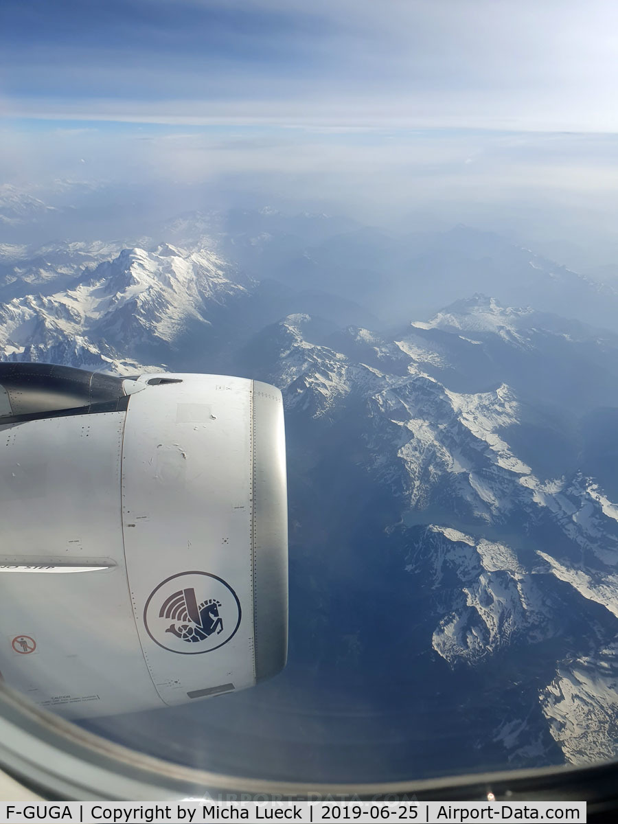 F-GUGA, 2002 Airbus A318-111 C/N 2035, Crossing the Alps (CDG-FLR)