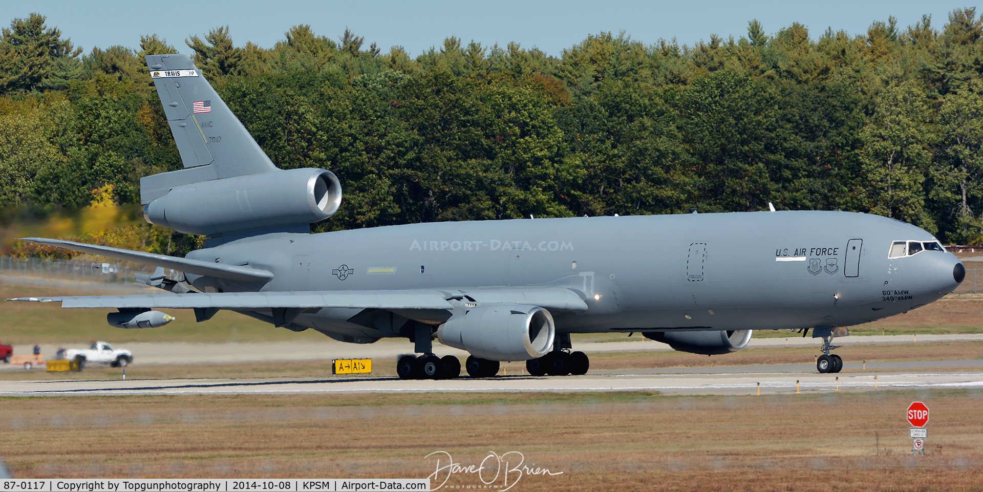 87-0117, 1987 McDonnell Douglas KC-10A Extender C/N 48303, BLUE52 taking off with 2nd group of TREND Hornets