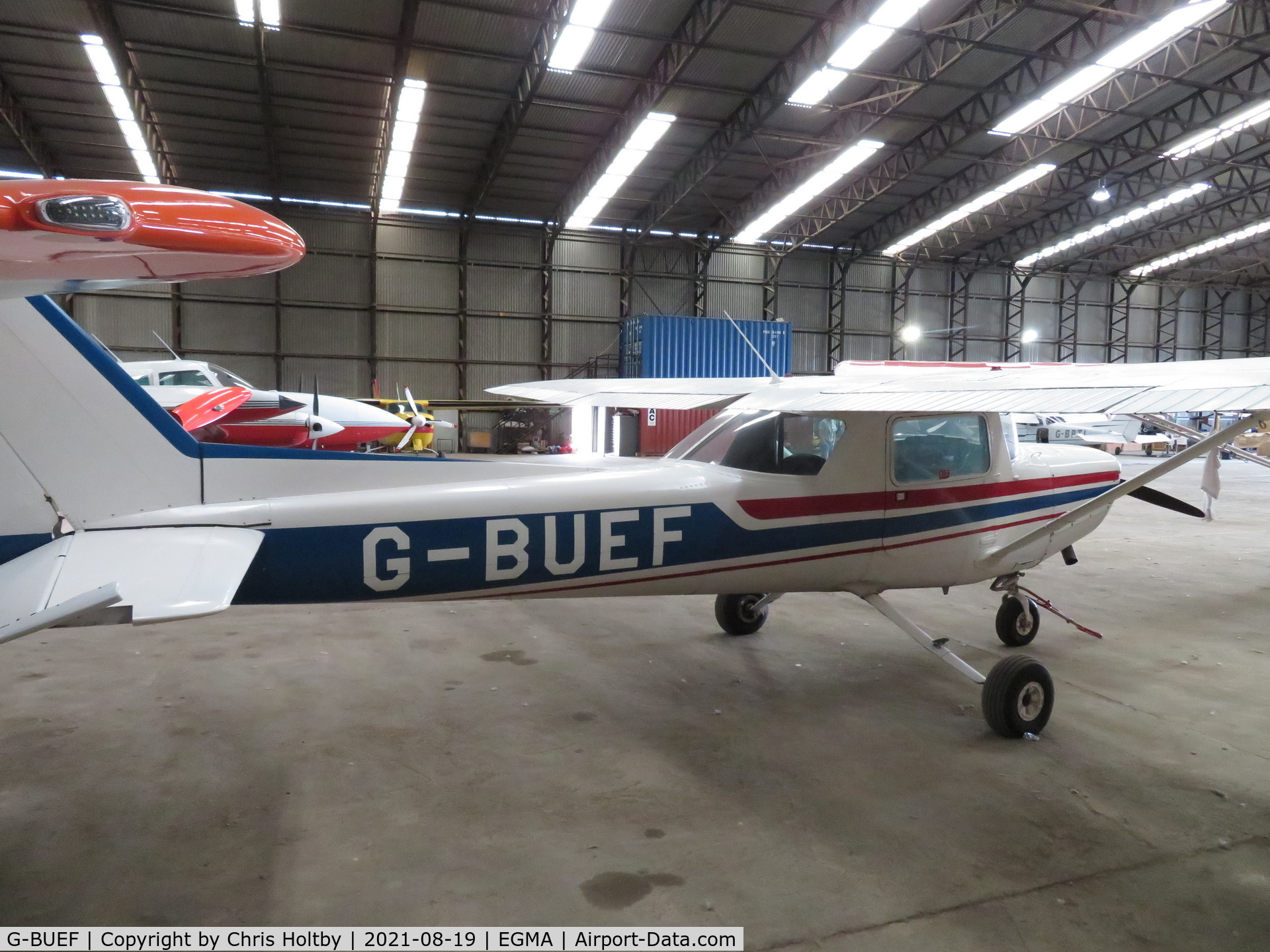 G-BUEF, 1977 Cessna 152 C/N 152-80862, In the hangar at Fowlmere, Cambs.
