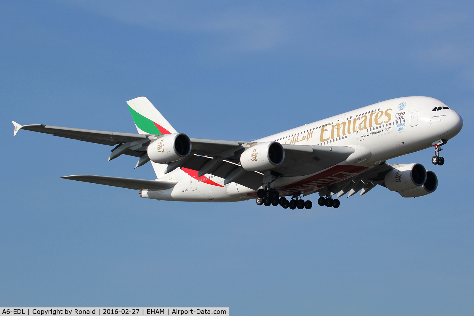 A6-EDL, 2010 Airbus A380-861 C/N 046, at spl