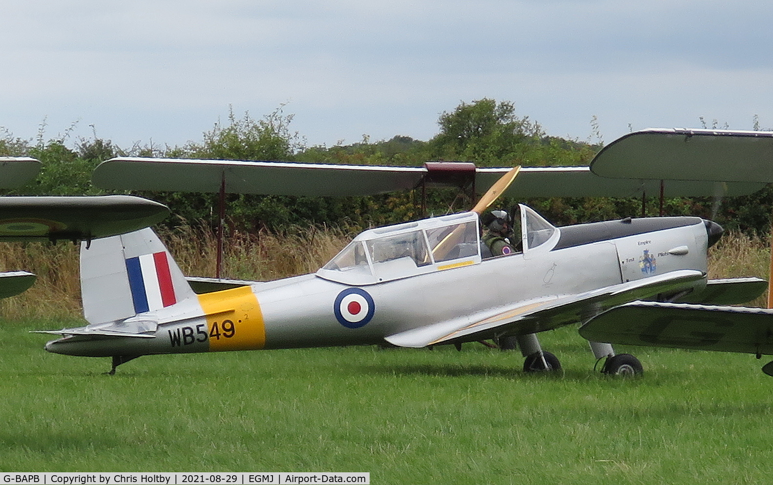 G-BAPB, 1949 De Havilland DHC-1 Chipmunk 22A C/N C1/0001, One of the Red Sparrows display team at Little Gransden Airshow 2021