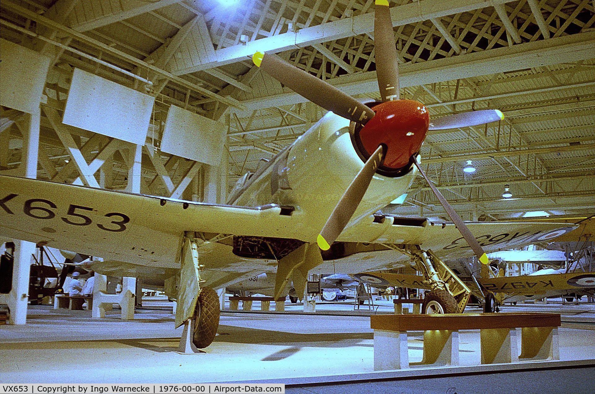 VX653, 1949 Hawker Sea Fury FB.11 C/N Not found G-BUCM/VX653, Hawker Sea Fury FB11 at the Royal Air Force Museum, Hendon during the 'Wings of the Eagle' exhibition 1976