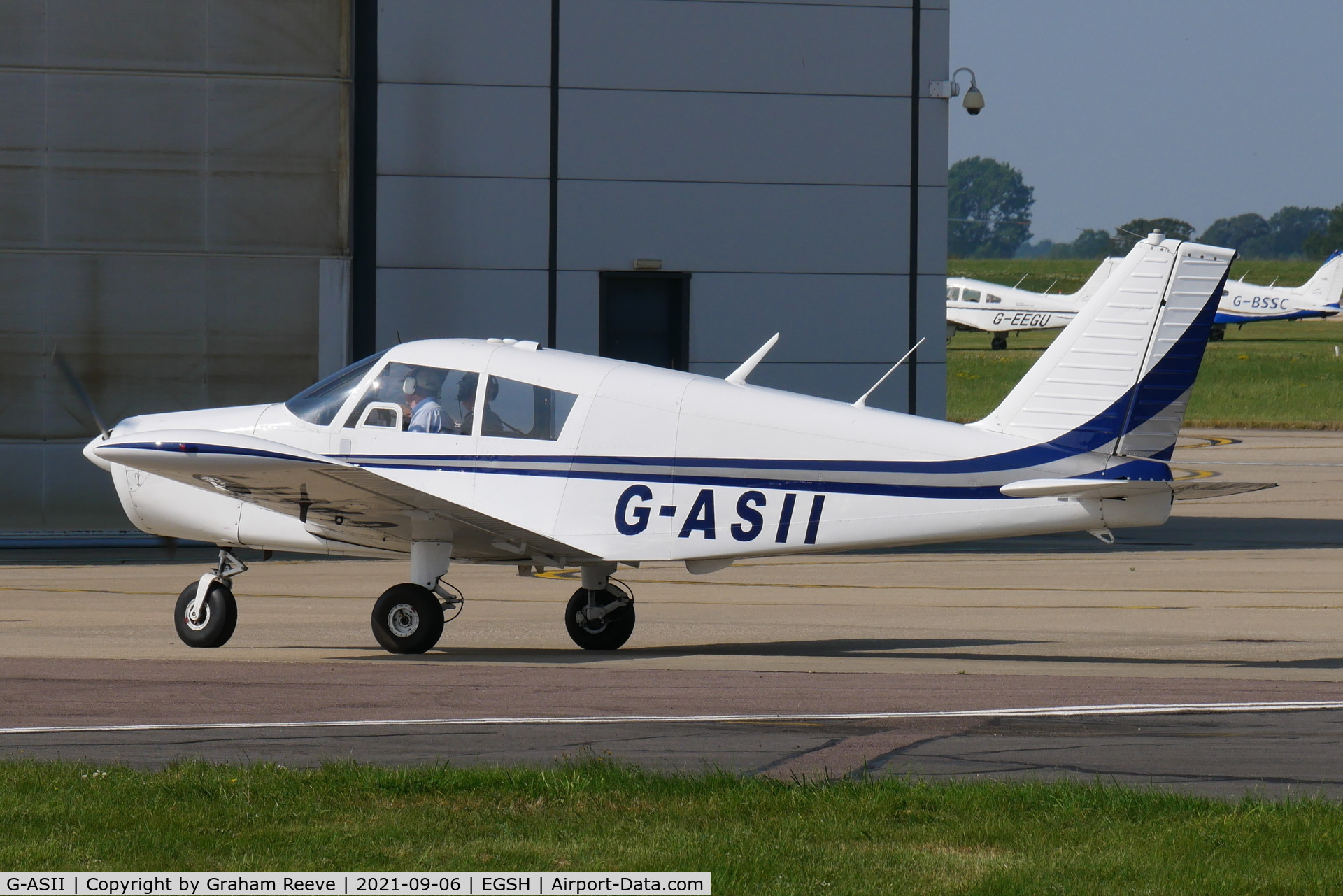 G-ASII, 1963 Piper PA-28-180 Cherokee C/N 28-1264, Just landed at Norwich.