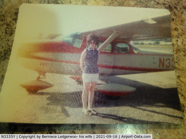 N3335Y, 1962 Cessna 182E Skylane C/N 18254335, This was my dad , Bob Ledgerwood's plane in the early 70's to 1977. His sister is standing in front of plane. Bob's sister is in picture. He kept it tethered at a grass landing strip in Alton MO because there was no airport there.