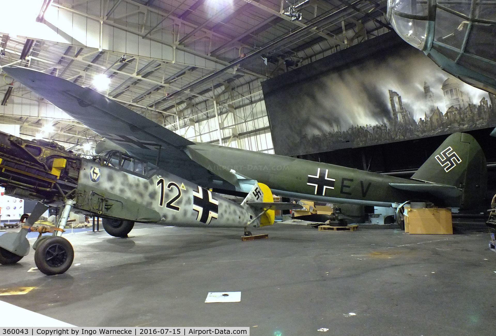 360043, Junkers Ju-88R-1 C/N 360043, Junkers Ju 88R-1 (getting dismantled for removal from the Battle of Britain Hall) at the RAF-Museum, Hendon
