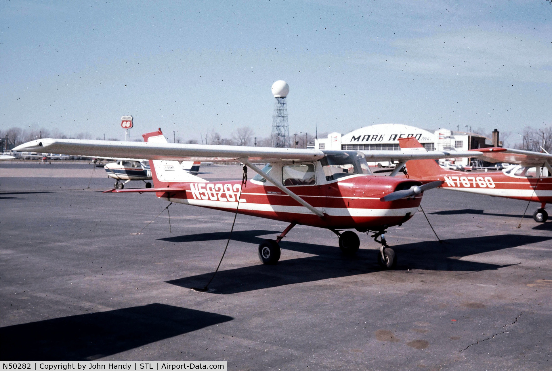 N50282, 1968 Cessna 150H C/N 15069193, Cessna N50282 at Lambert Field, St. Louis. MO in 1971