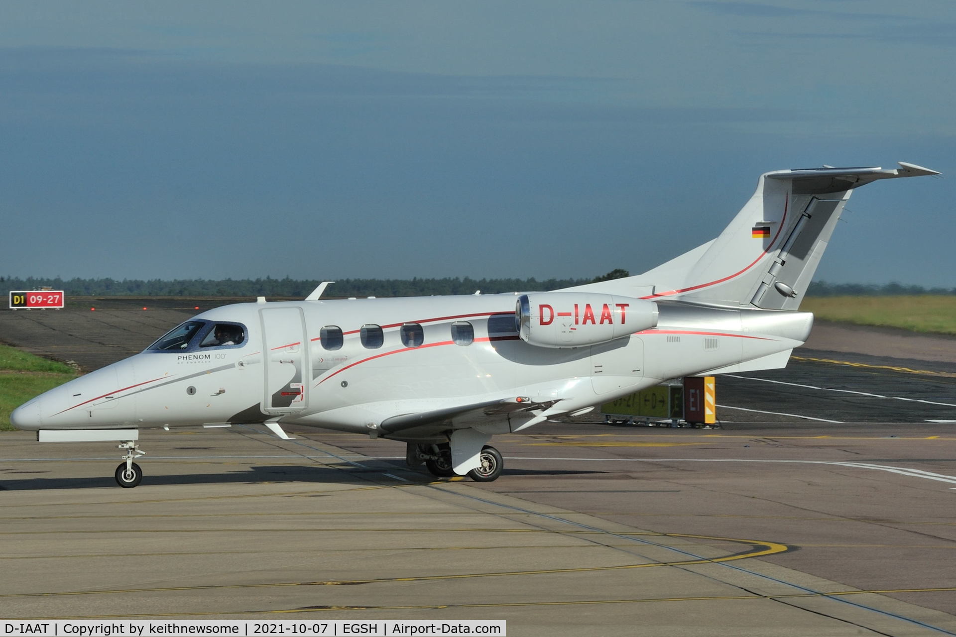 D-IAAT, 2010 Embraer EMB-500 Phenom 100 C/N 50000162, Arriving at Norwich from Nice, France.