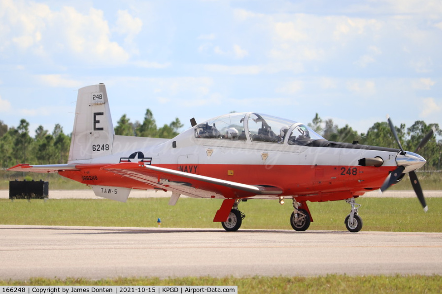 166248, Raytheon T-6B Texan II C/N PN-239, US Navy T-6 Texan II (166248) from Training Air Wing 5 at Naval Air Station Whiting Field arrives at Punta Gorda Airport for the Florida International Air Show