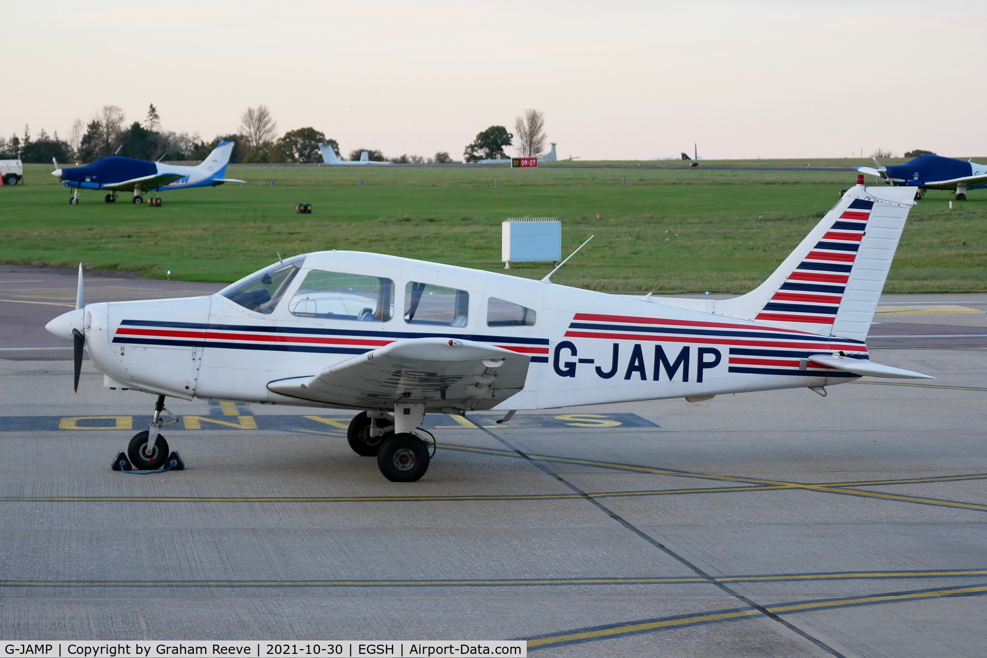 G-JAMP, 1975 Piper PA-28-151 Cherokee Warrior C/N 28-7515026, Parked at Norwich.