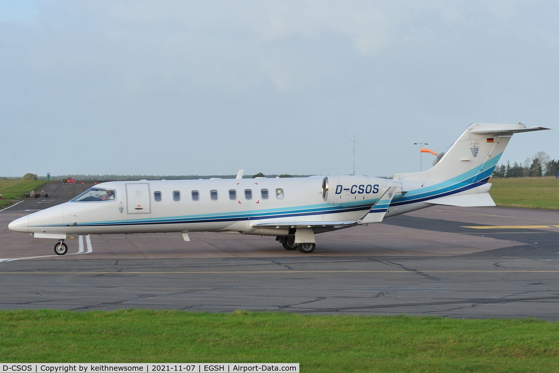 D-CSOS, 2001 Learjet 45 C/N 45-161, Arriving at Norwich from Tenerife.